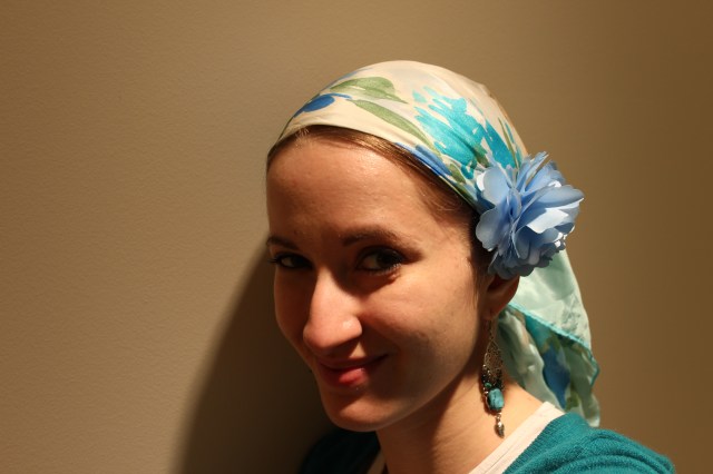 tichel scarf flower silk hair head wrap