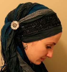teal sunflower wrapunzel head scarf